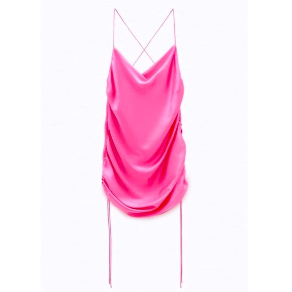 Iconic sold out BARBIE PINK SATIN ZARA DRESS BRAND NEW SIZE S 💖 - Picture 3 of 3
